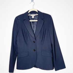 Ann Taylor Women’s Blazer Jacket Navy size 8 Button Front Fully Lined